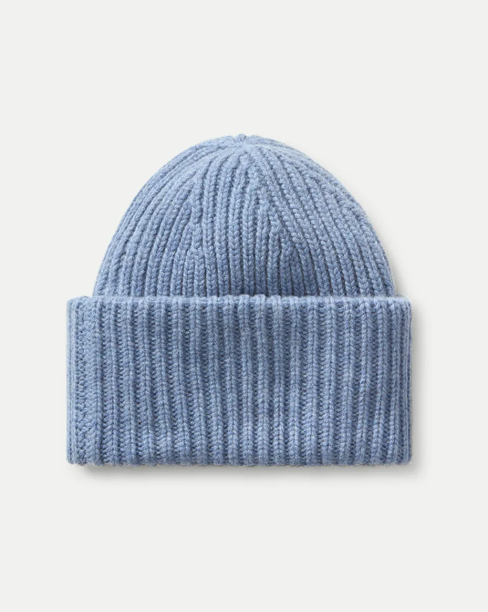 Shop Veronica Beard Cashmere Foldover Beanie in Smoke Blue SmokeBlue