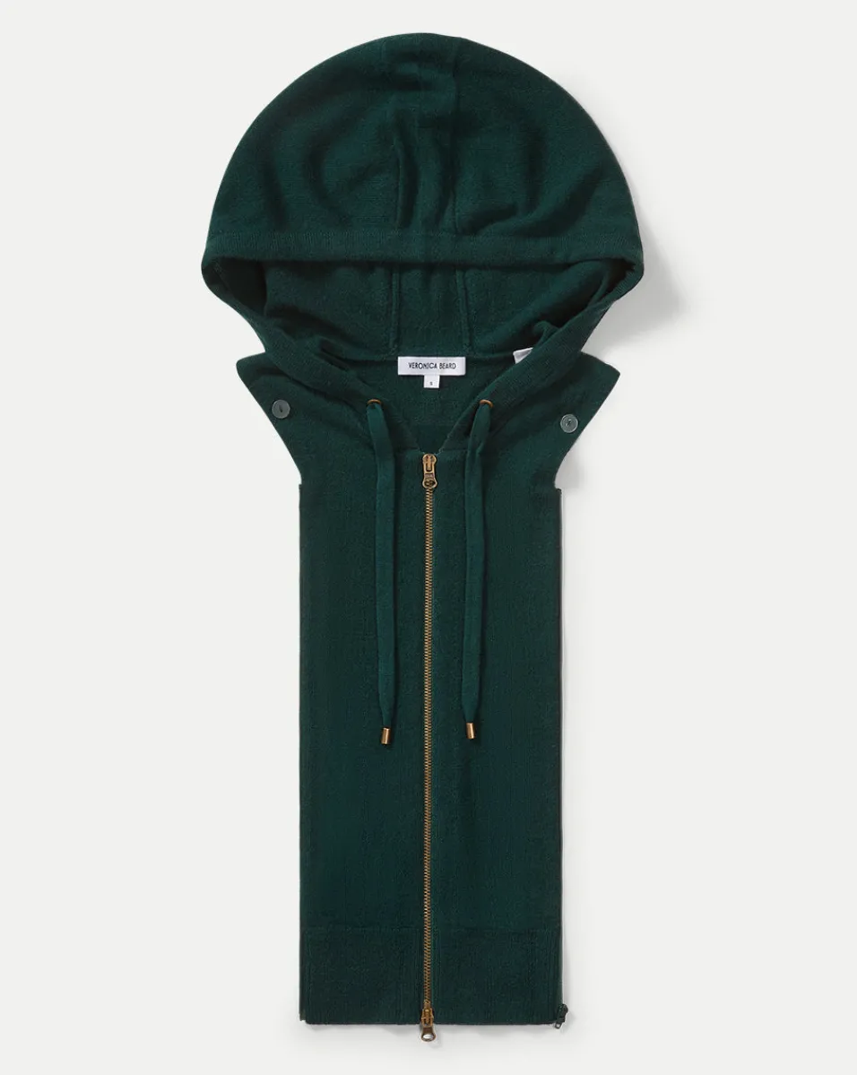 Clearance Veronica Beard Cashmere Hoodie Dickey in Dark Green Pine