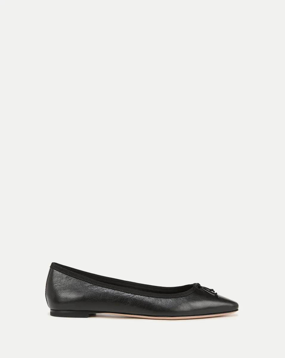 Cheap Veronica Beard Catherine Leather Ballet Flat in Black