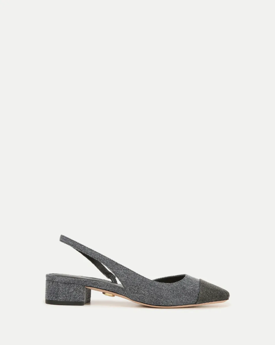 Best Veronica Beard Cecile Cap-Toe Denim Slingback Blue/Black