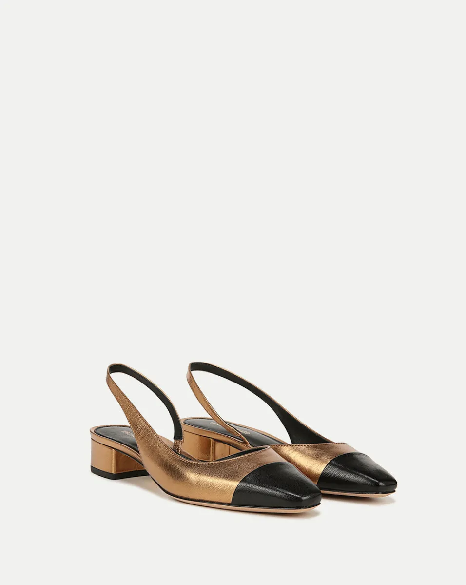 Fashion Veronica Beard Cecile Cap-Toe Leather Slingback Gold/Black