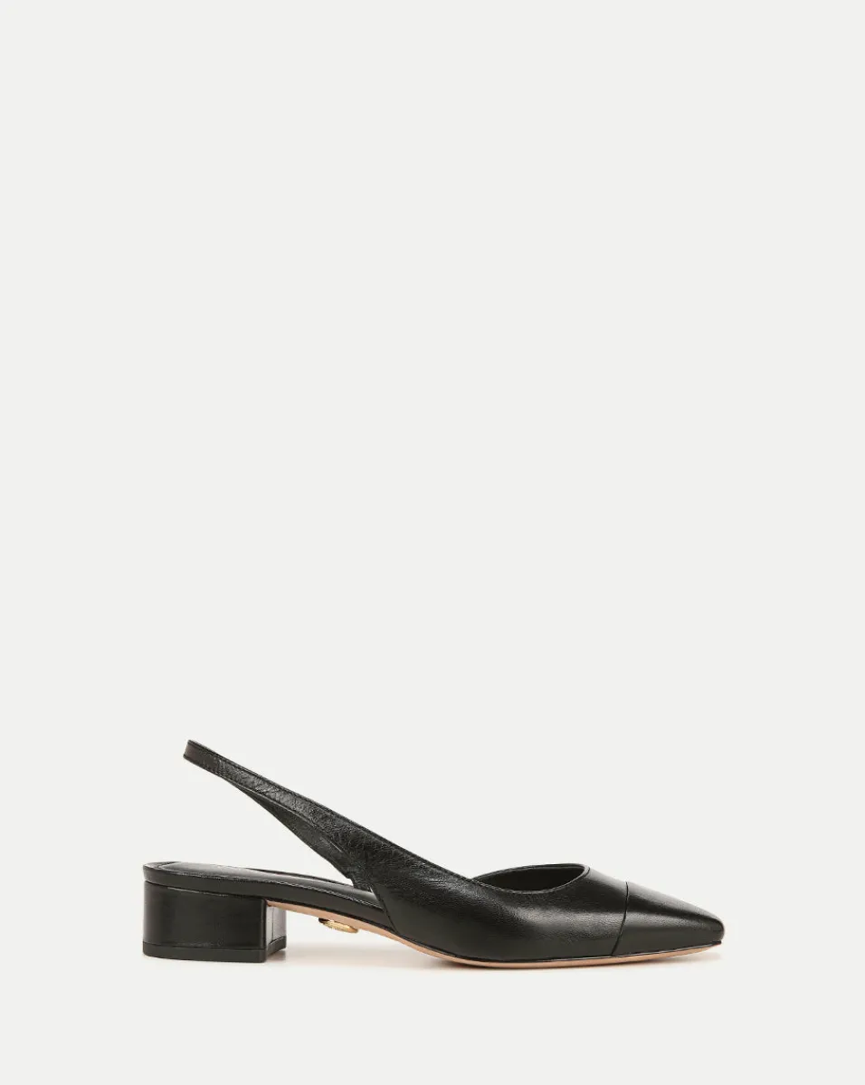 Fashion Veronica Beard Cecile Cap-Toe Leather Slingback in Black/Black