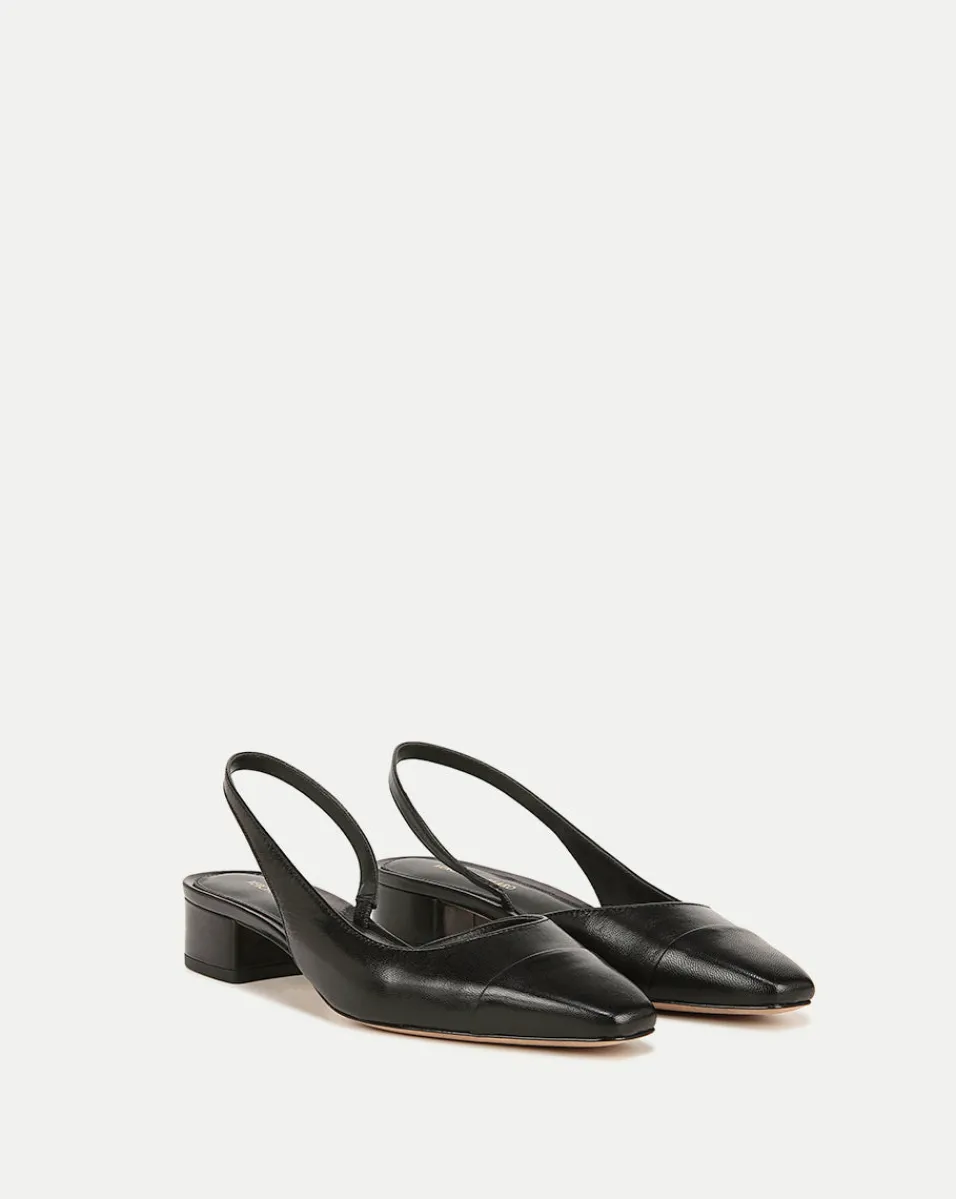 Fashion Veronica Beard Cecile Cap-Toe Leather Slingback in Black/Black