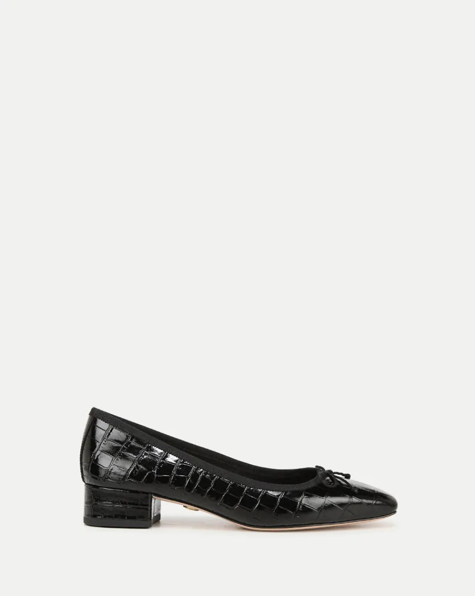 Online Veronica Beard Cecile Croc-Embossed Ballet Pump in Black