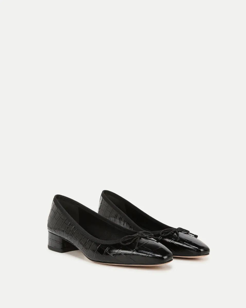 Online Veronica Beard Cecile Croc-Embossed Ballet Pump in Black