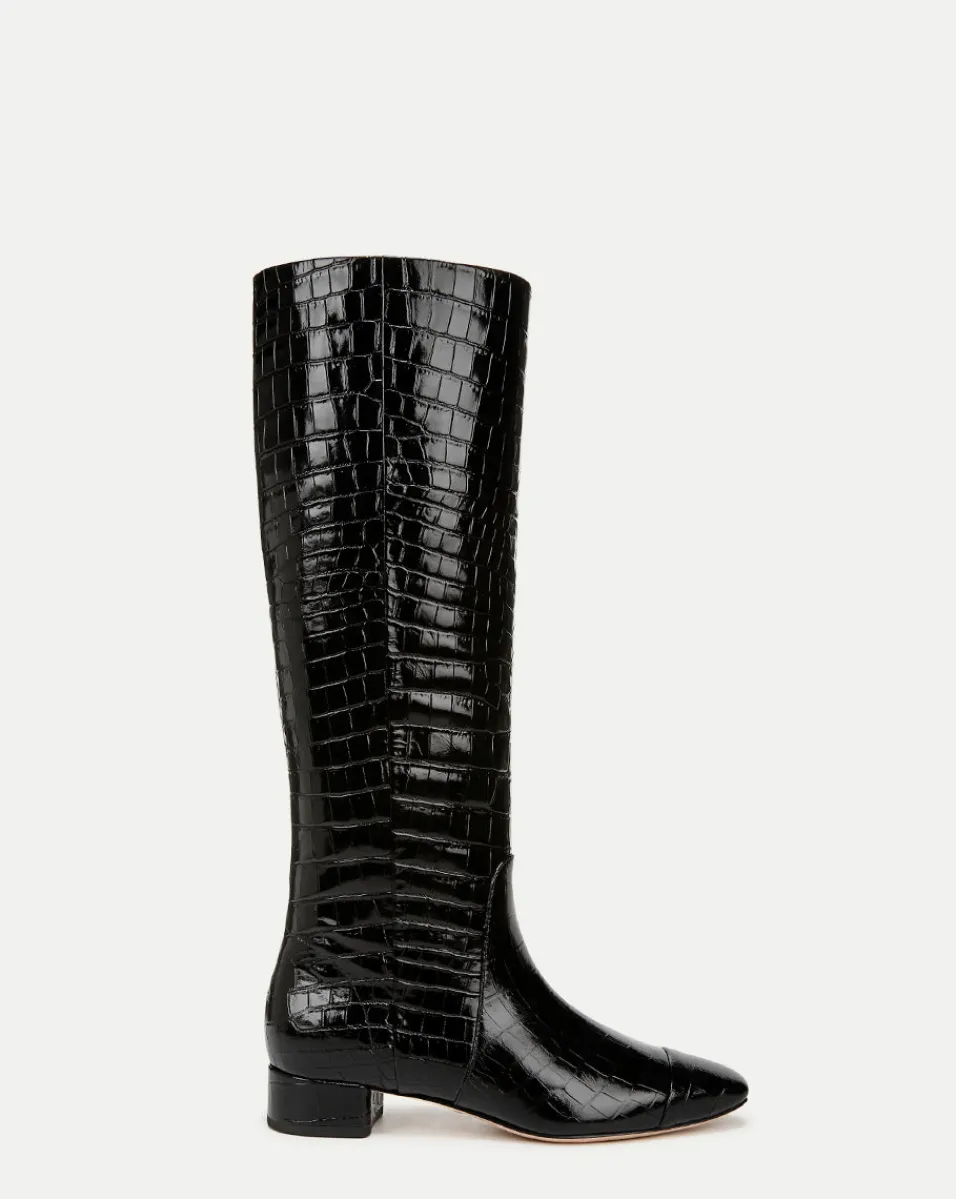 Cheap Veronica Beard Cecile Croc-Embossed Tall Boot in Black