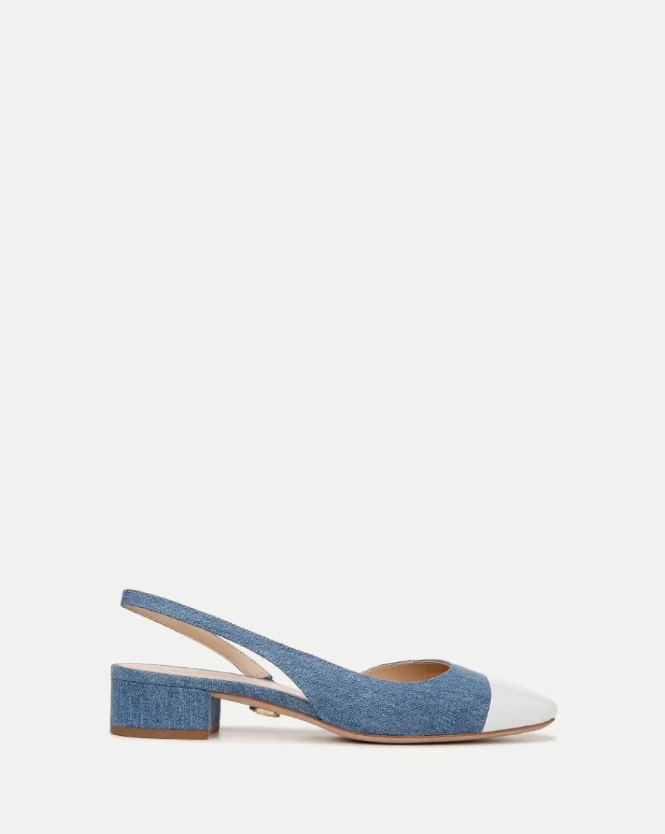 Hot Veronica Beard Cecile Denim Cap-Toe Slingback in Denim/Coconut