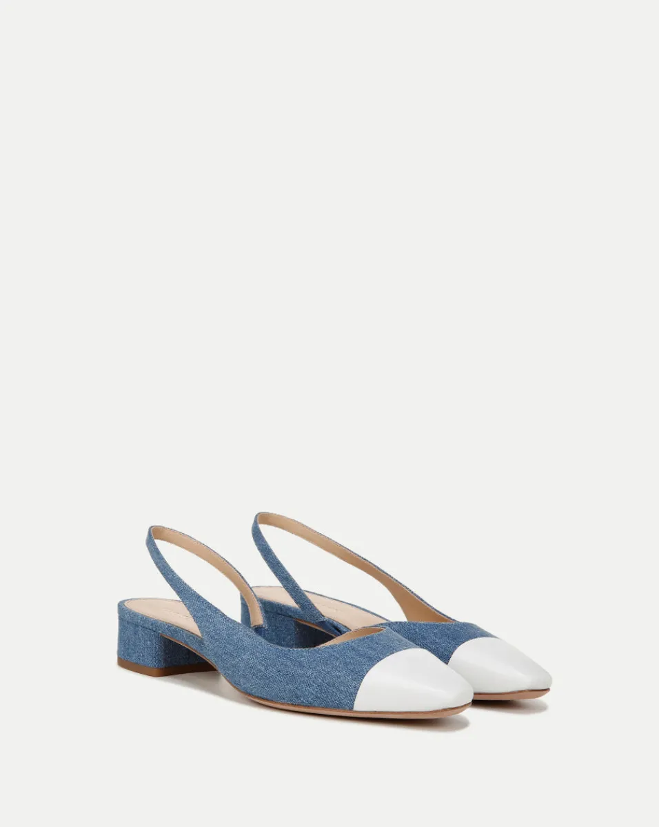 Hot Veronica Beard Cecile Denim Cap-Toe Slingback in Denim/Coconut