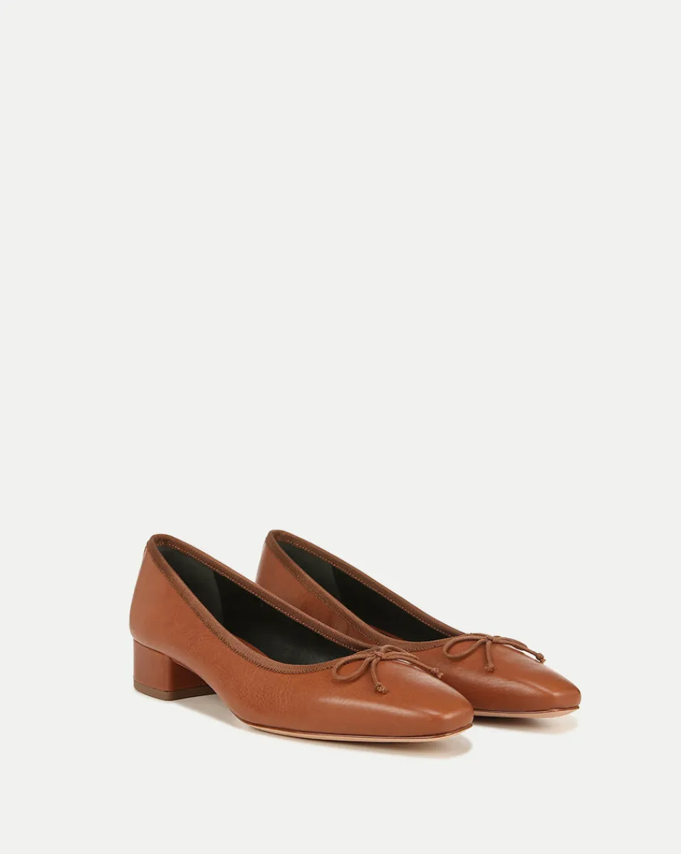 Cheap Veronica Beard Cecile Leather Ballet Pump Caramel