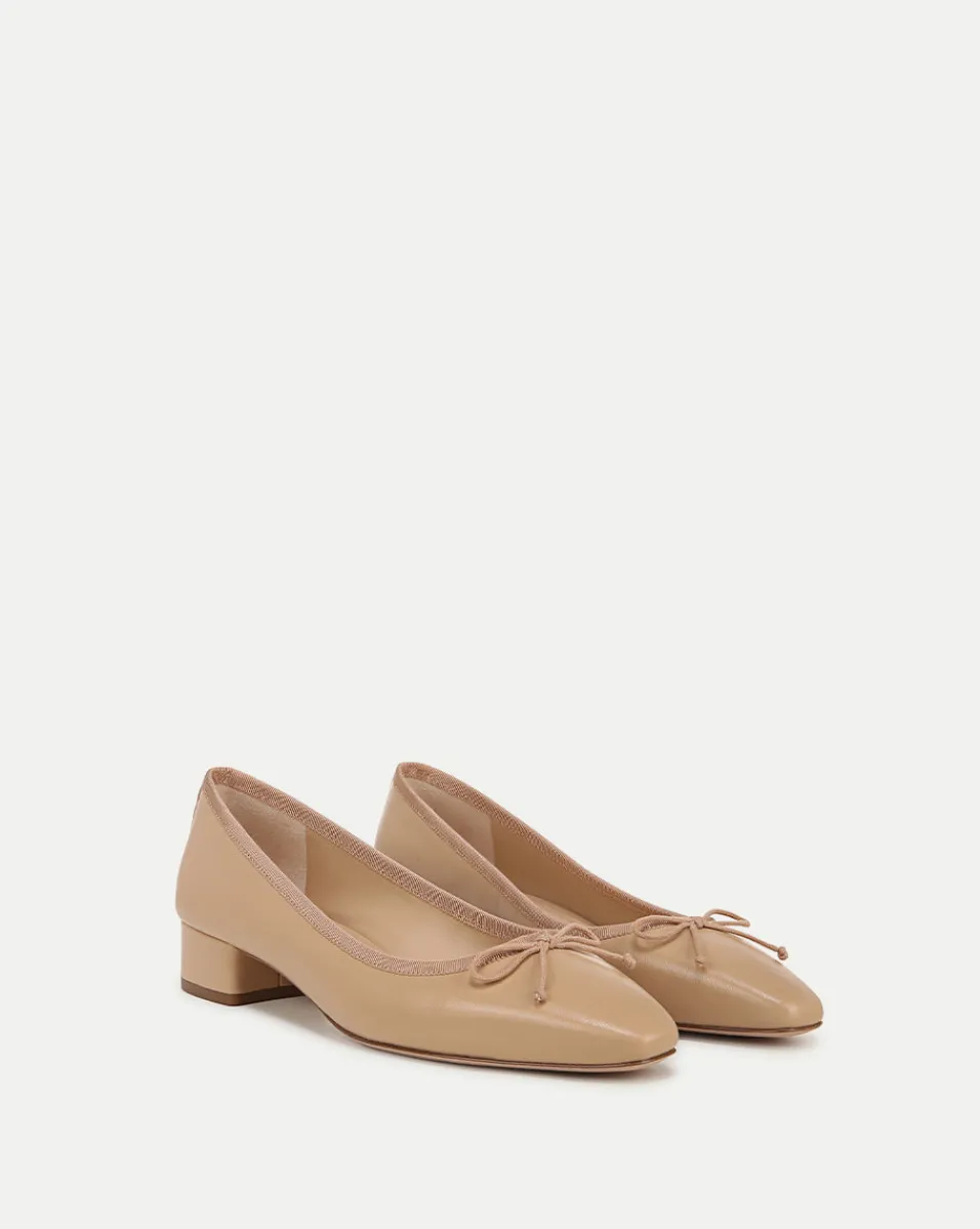 Outlet Veronica Beard Cecile Leather Ballet Pump in Bisque