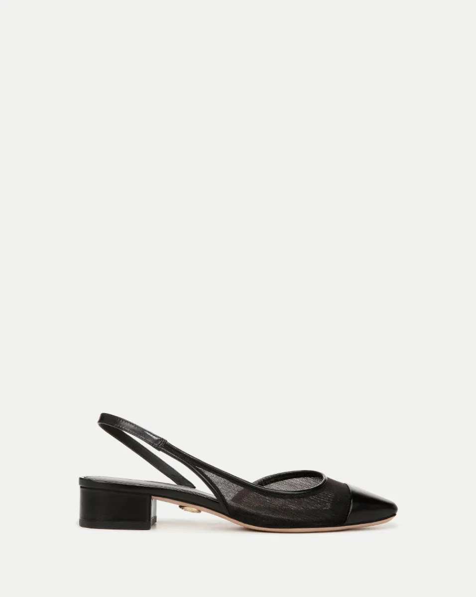 Discount Veronica Beard Cecile Mesh Cap-Toe Slingback in Black BlackMesh/Black