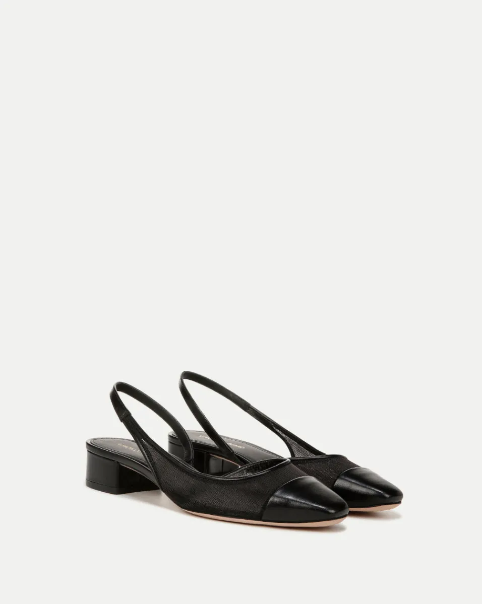 Discount Veronica Beard Cecile Mesh Cap-Toe Slingback in Black BlackMesh/Black