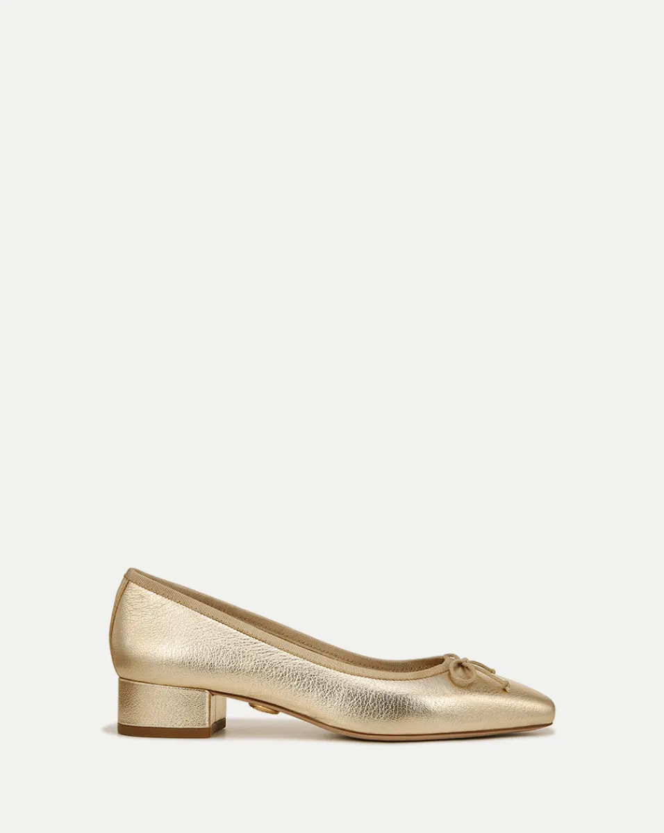 Clearance Veronica Beard Cecile Metallic Leather Ballet Pumps Platinum