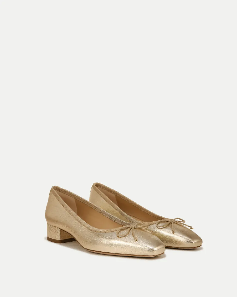 Clearance Veronica Beard Cecile Metallic Leather Ballet Pumps Platinum