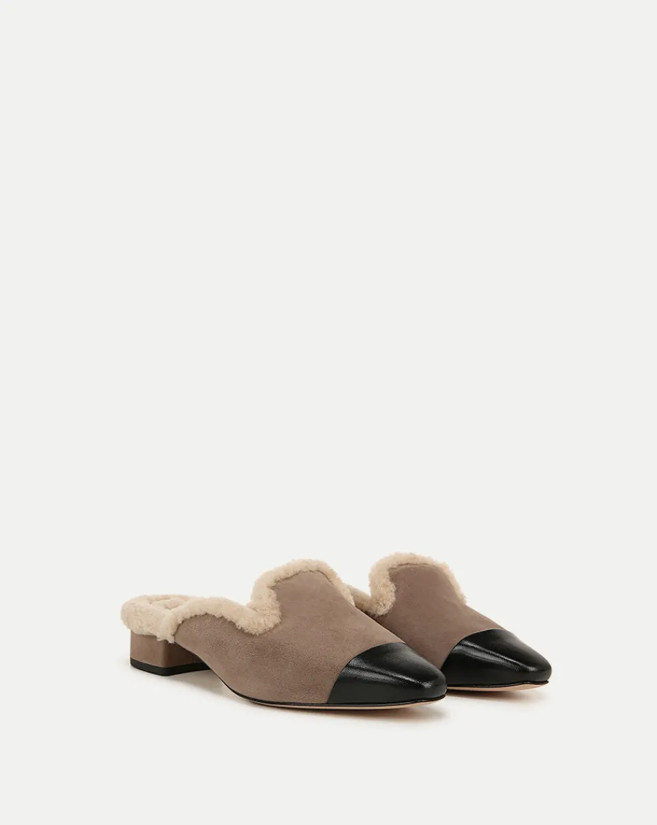 Outlet Veronica Beard Cecile Shearling Mule in Taupe