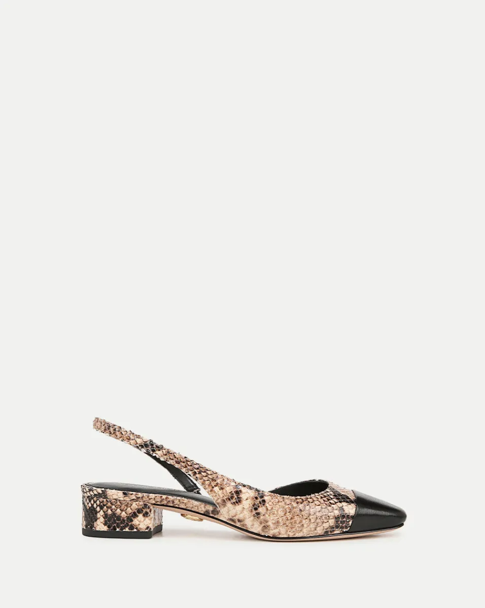 Cheap Veronica Beard Cecile Snakeskin-Embossed Slingback in Latte/Black