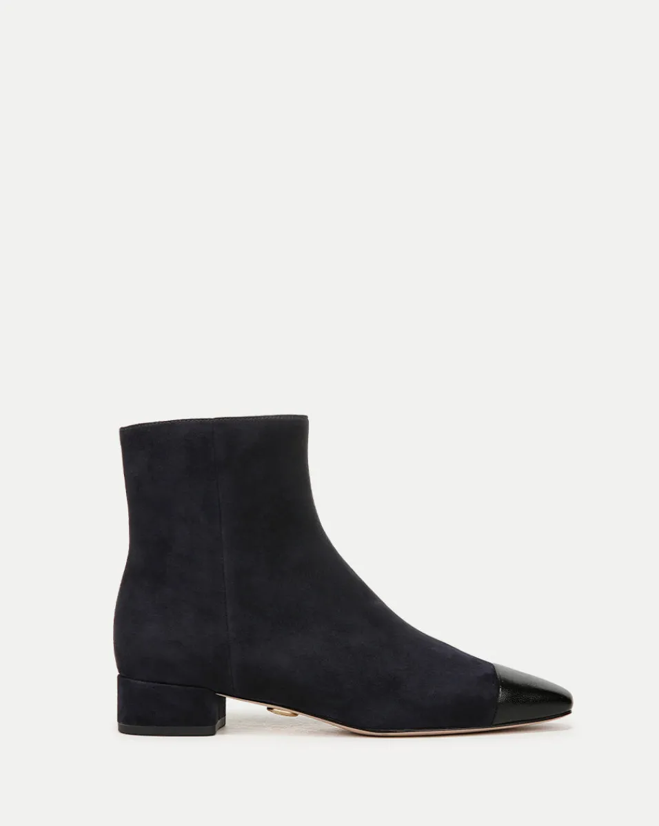 Fashion Veronica Beard Cecile Suede Cap-Toe Bootie in Indigo/Black