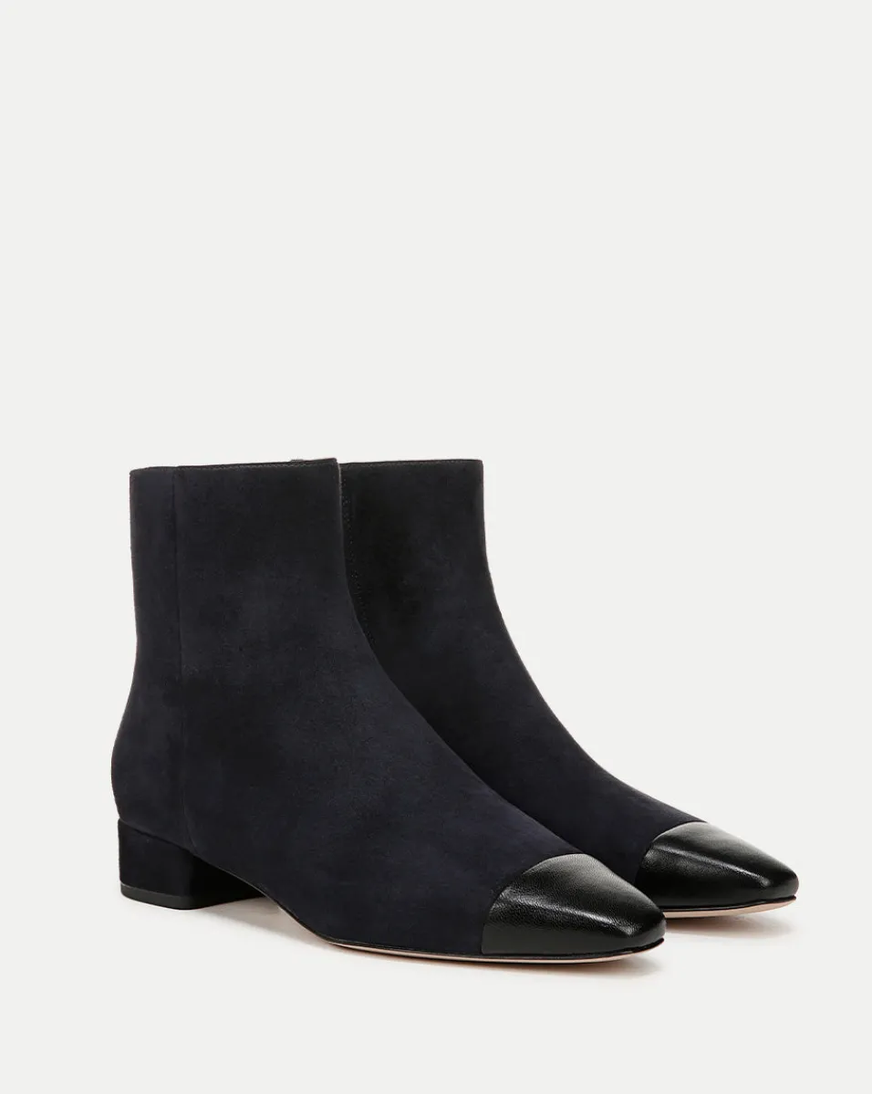 Fashion Veronica Beard Cecile Suede Cap-Toe Bootie in Indigo/Black