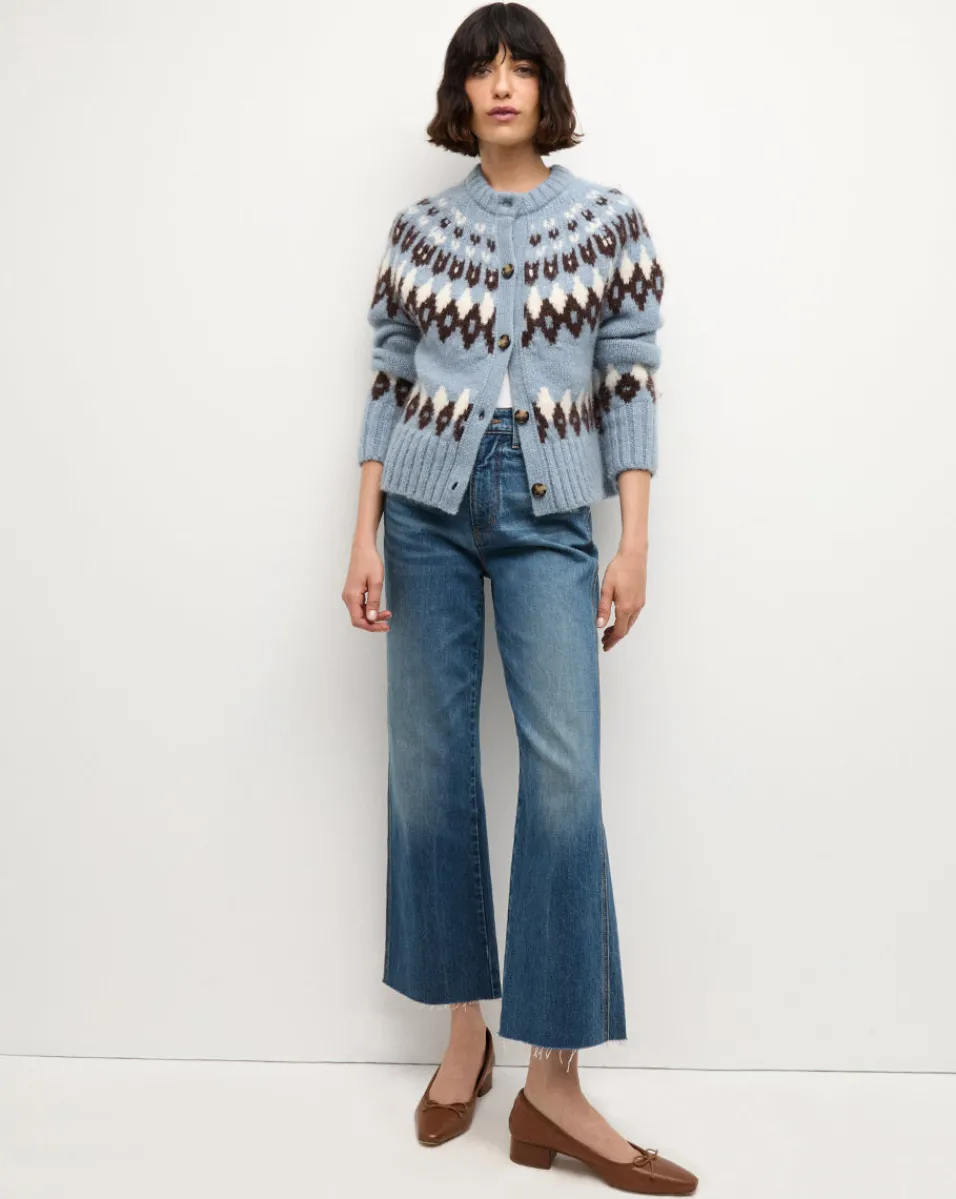 Online Veronica Beard Christina Fairisle Cardigan in Smoke Blue Multi SmokeBlueMulti