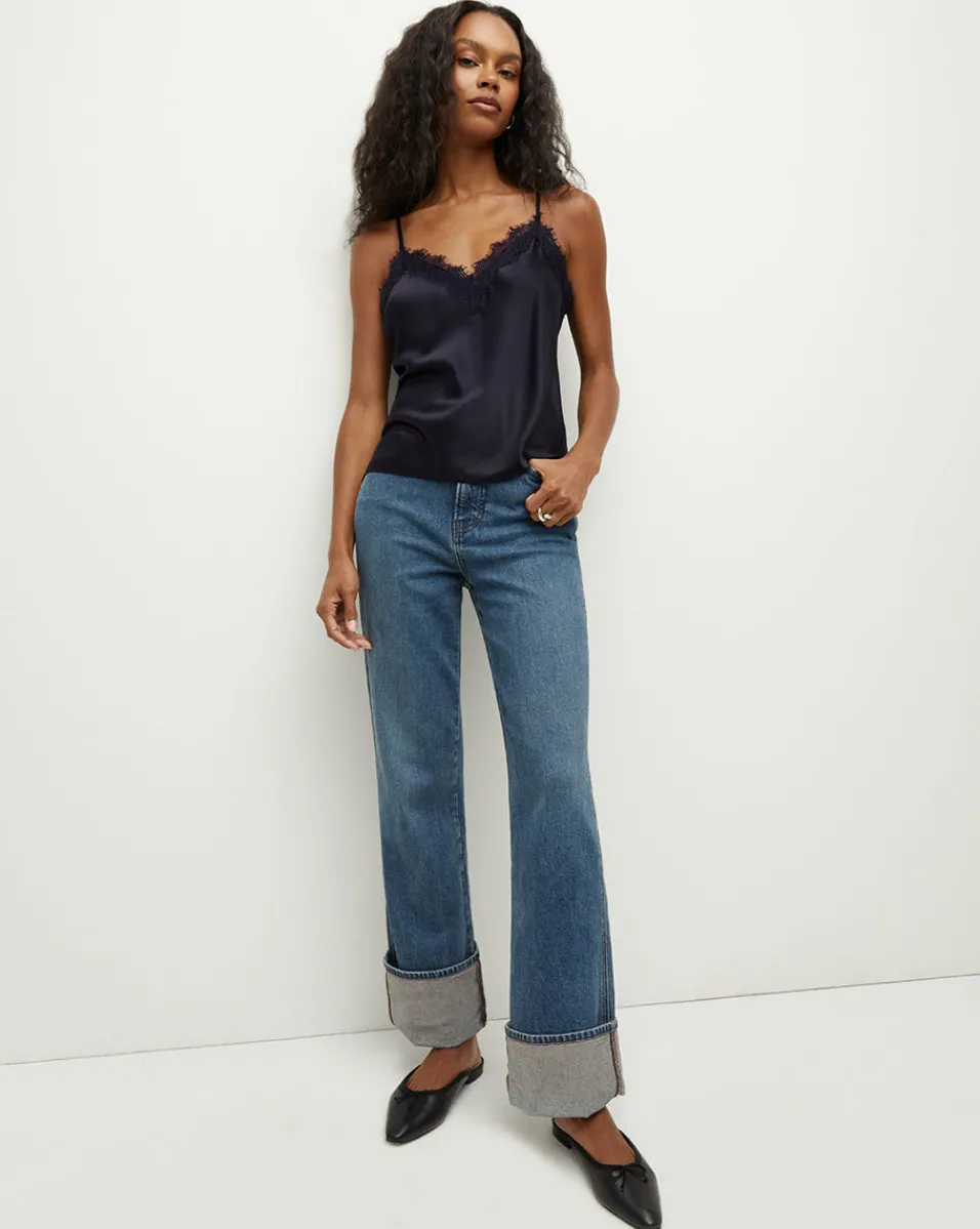 Shop Veronica Beard Ciarlo Lace-Trim Top in Navy