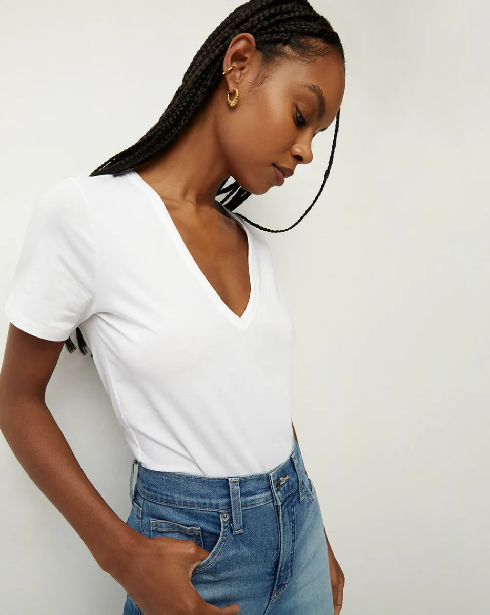 Hot Veronica Beard Cindy V-Neck Tee White