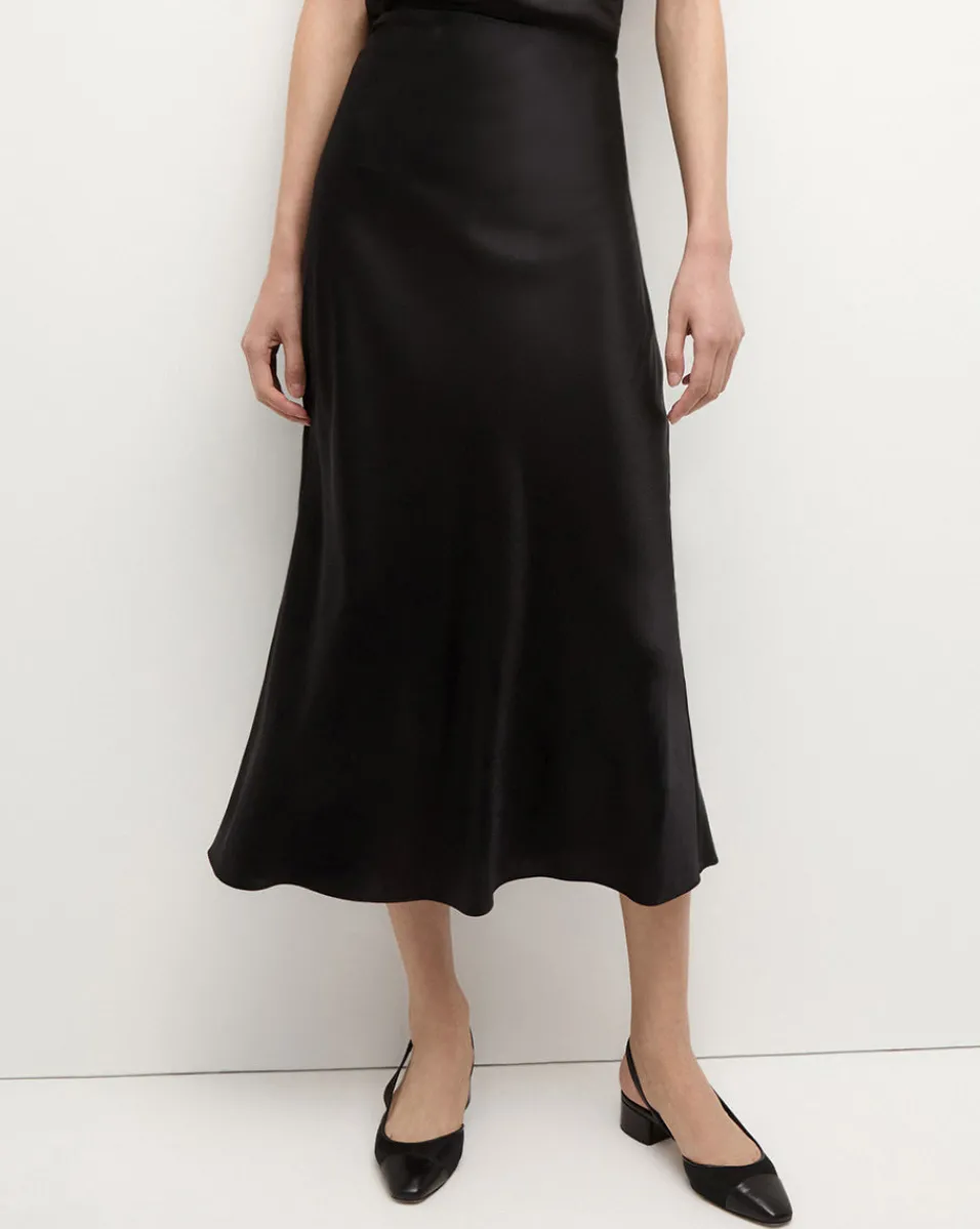 Outlet Veronica Beard Clover Stretch Silk Midi Skirt in Black