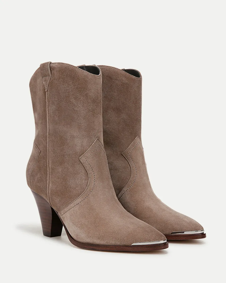 Cheap Veronica Beard Cody Suede Western Bootie in Taupe