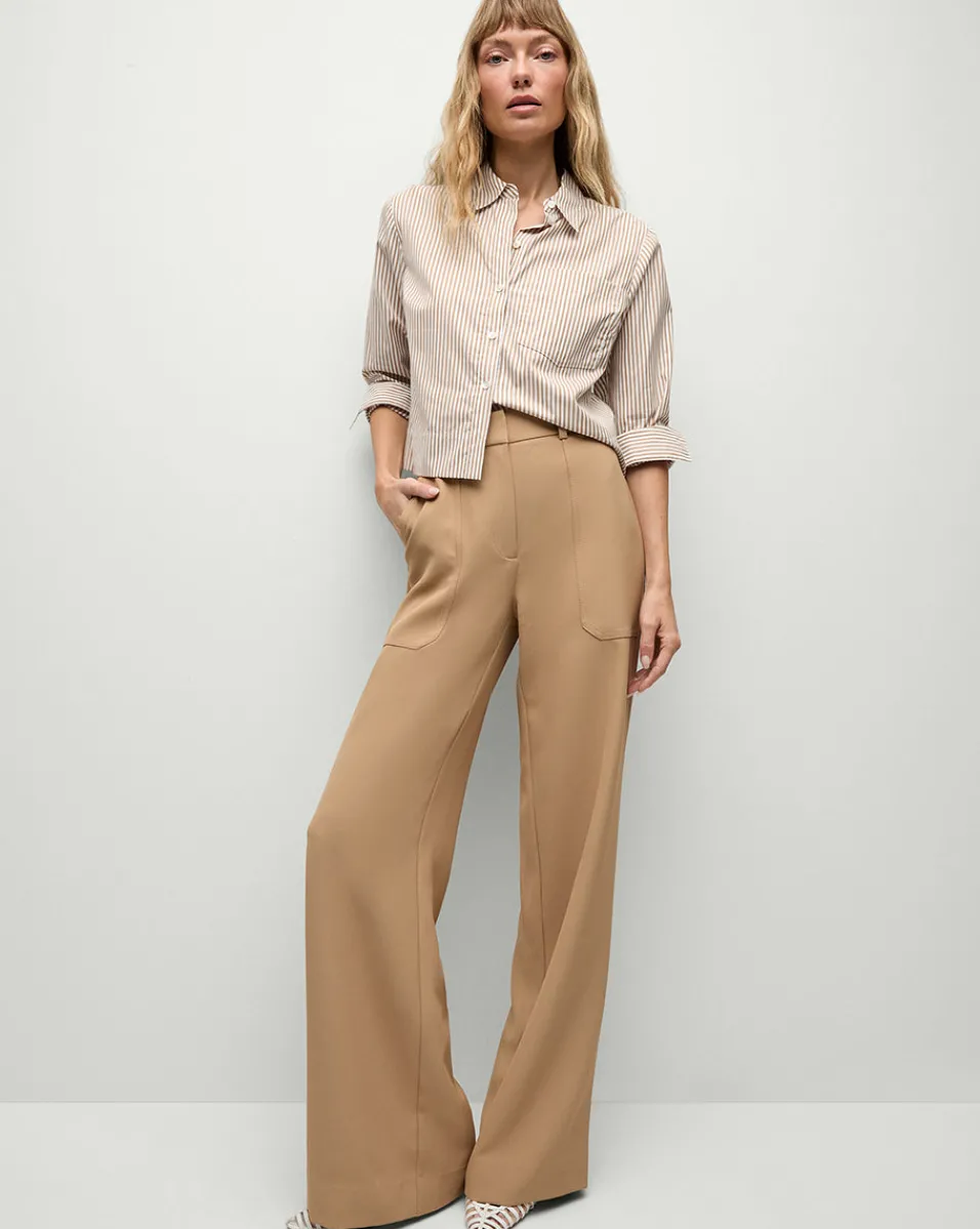 Cheap Veronica Beard Cole Wide-Leg Pant in Khaki