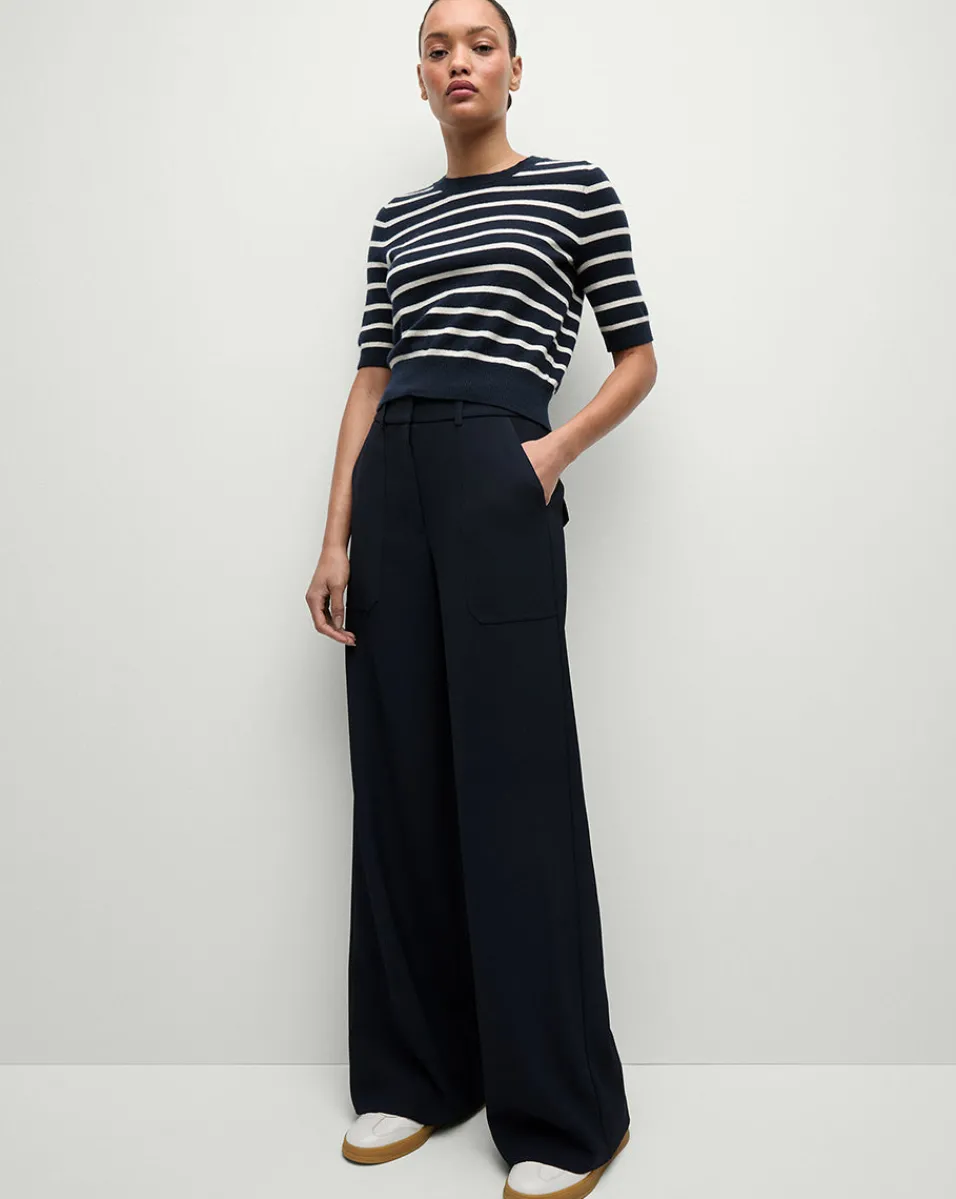 Discount Veronica Beard Cole Wide-Leg Pant in Navy