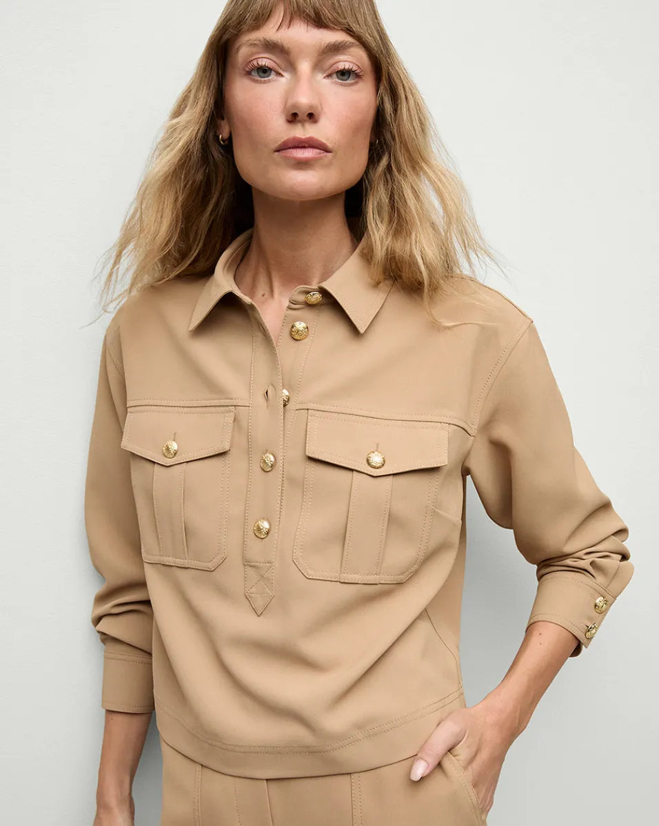 Clearance Veronica Beard Colvin Top in Khaki