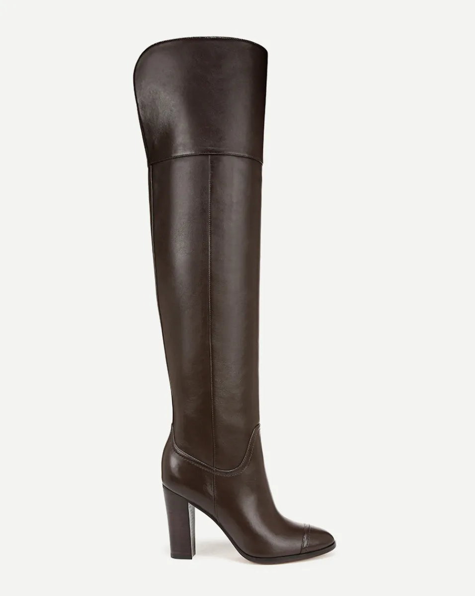 Clearance Veronica Beard Conrad Over-The-Knee Boot in Espresso