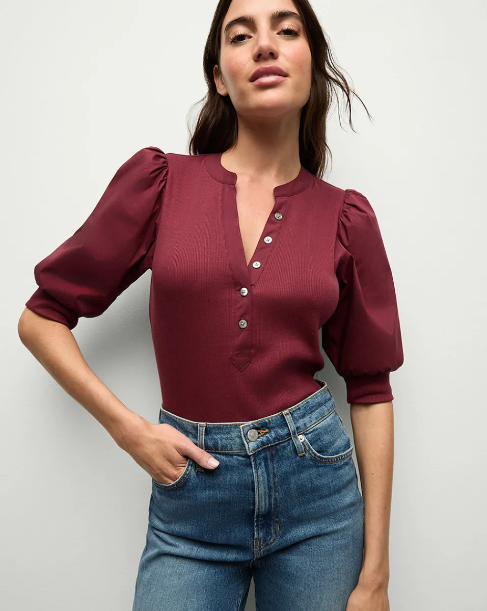 Outlet Veronica Beard Coralee Top in Wine