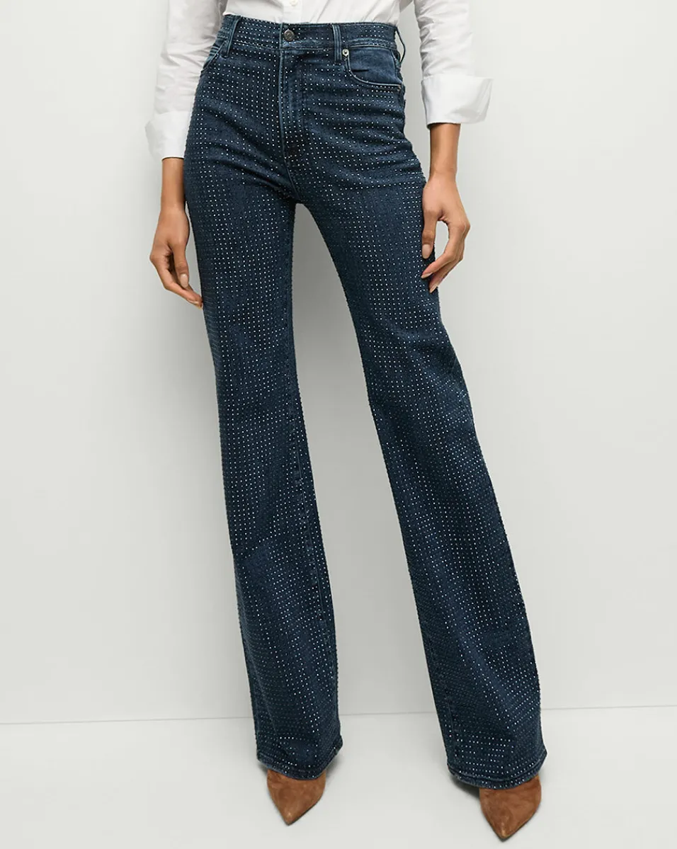 Hot Veronica Beard Crosbie Rhinestone Wide-Leg Jean in Indigo Rinse IndigoRinse