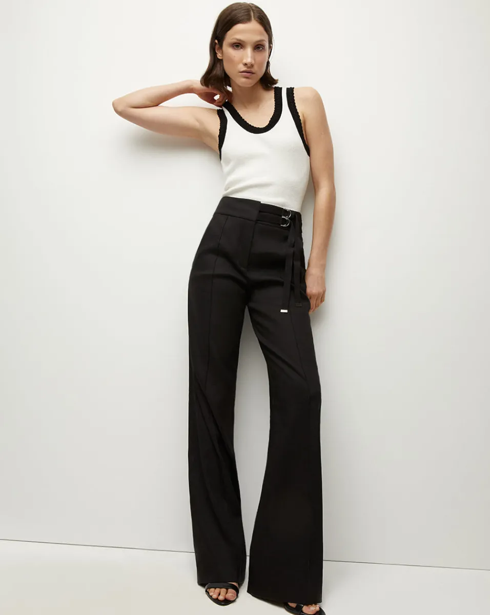 Best Sale Veronica Beard Cruz Stretch-Linen Pants in Black