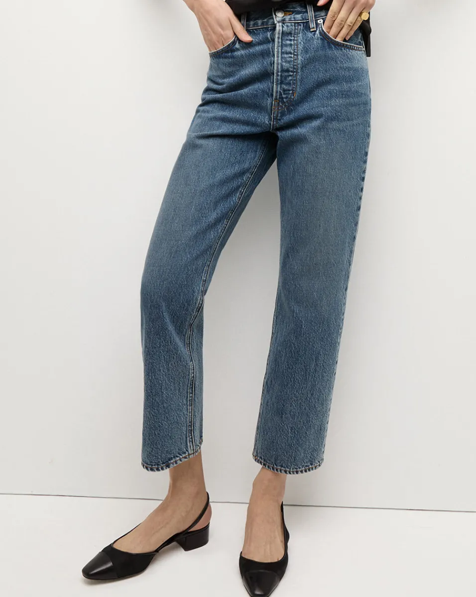 Best Veronica Beard Daniela Cropped Straight-Leg Jean in Blue RebelBlue