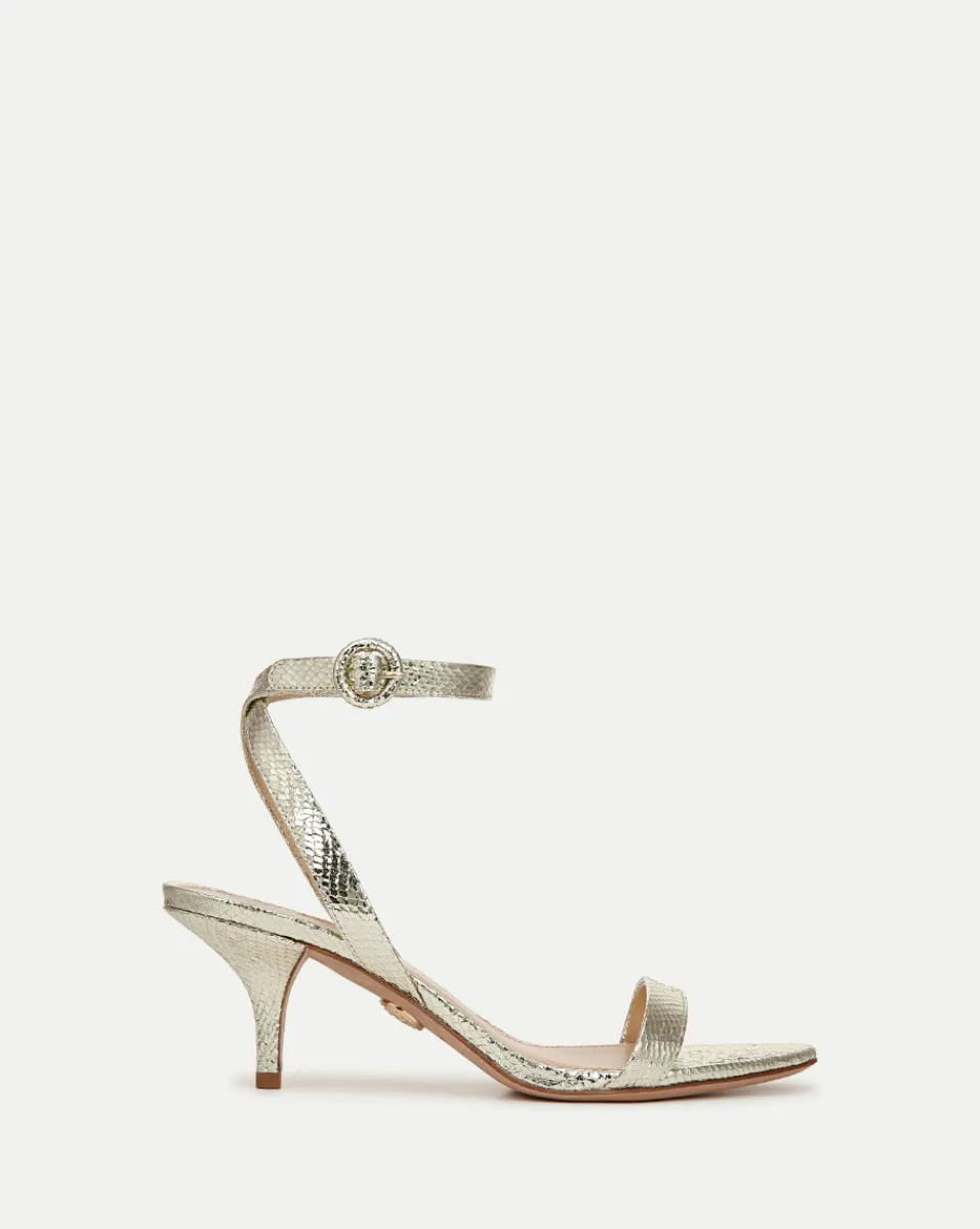 Outlet Veronica Beard Darcelle Metallic Leather Sandal in Platinum