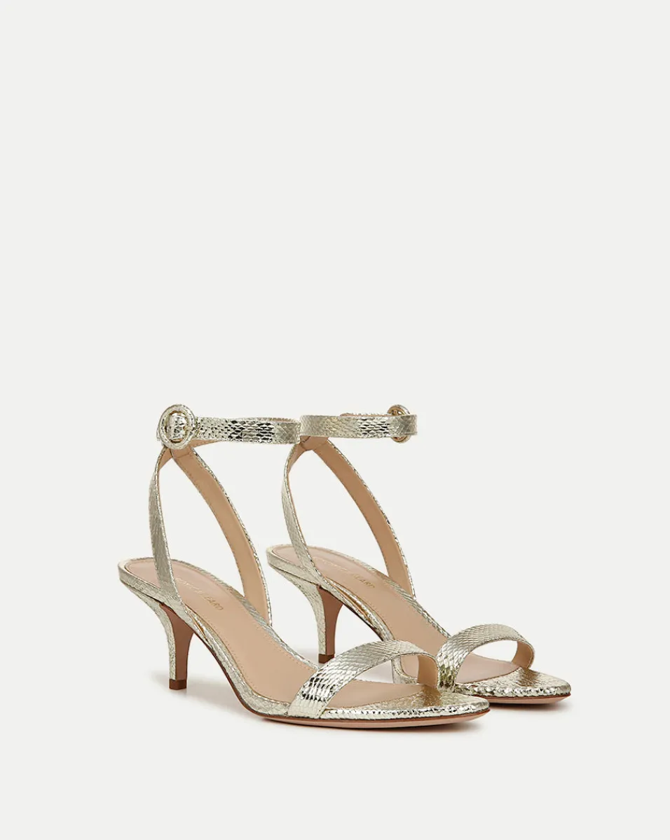 Outlet Veronica Beard Darcelle Metallic Leather Sandal in Platinum