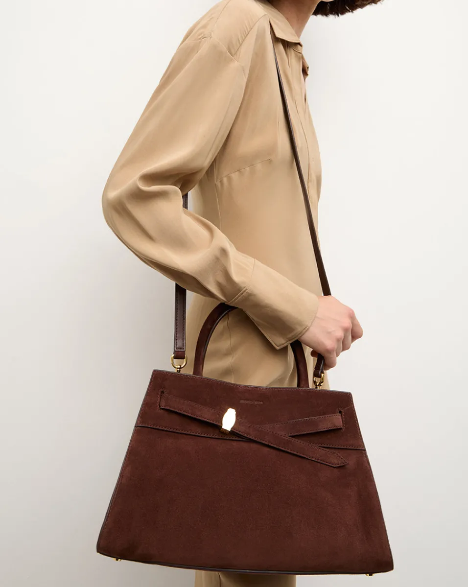 Outlet Veronica Beard Dash Suede Bag in Chestnut