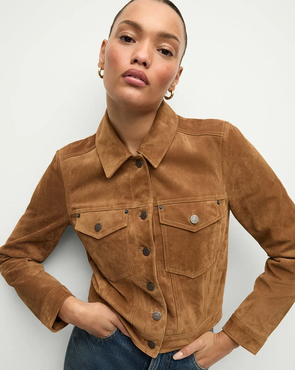 Sale Veronica Beard Delena Suede Jacket in Whisky