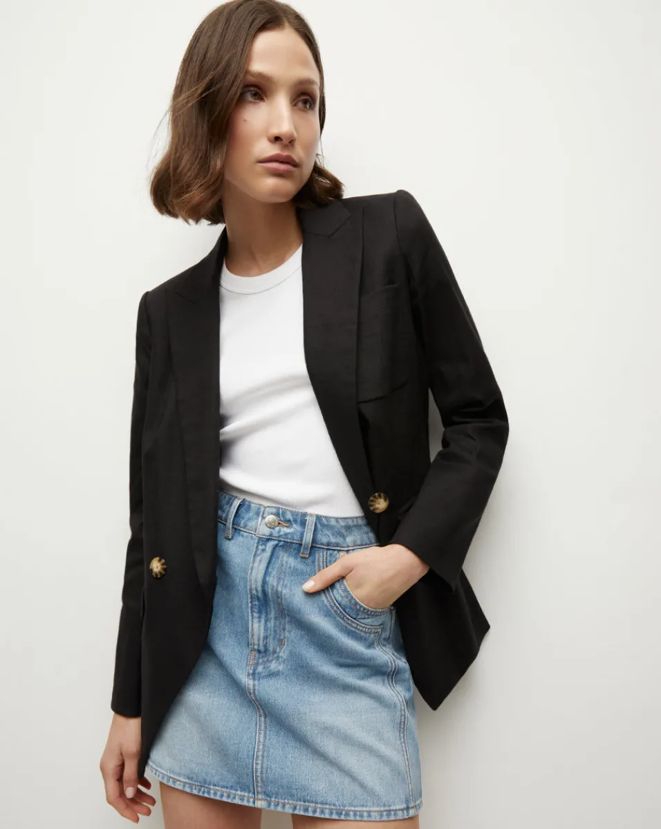 Shop Veronica Beard Didion Stretch-Linen Jacket in Black