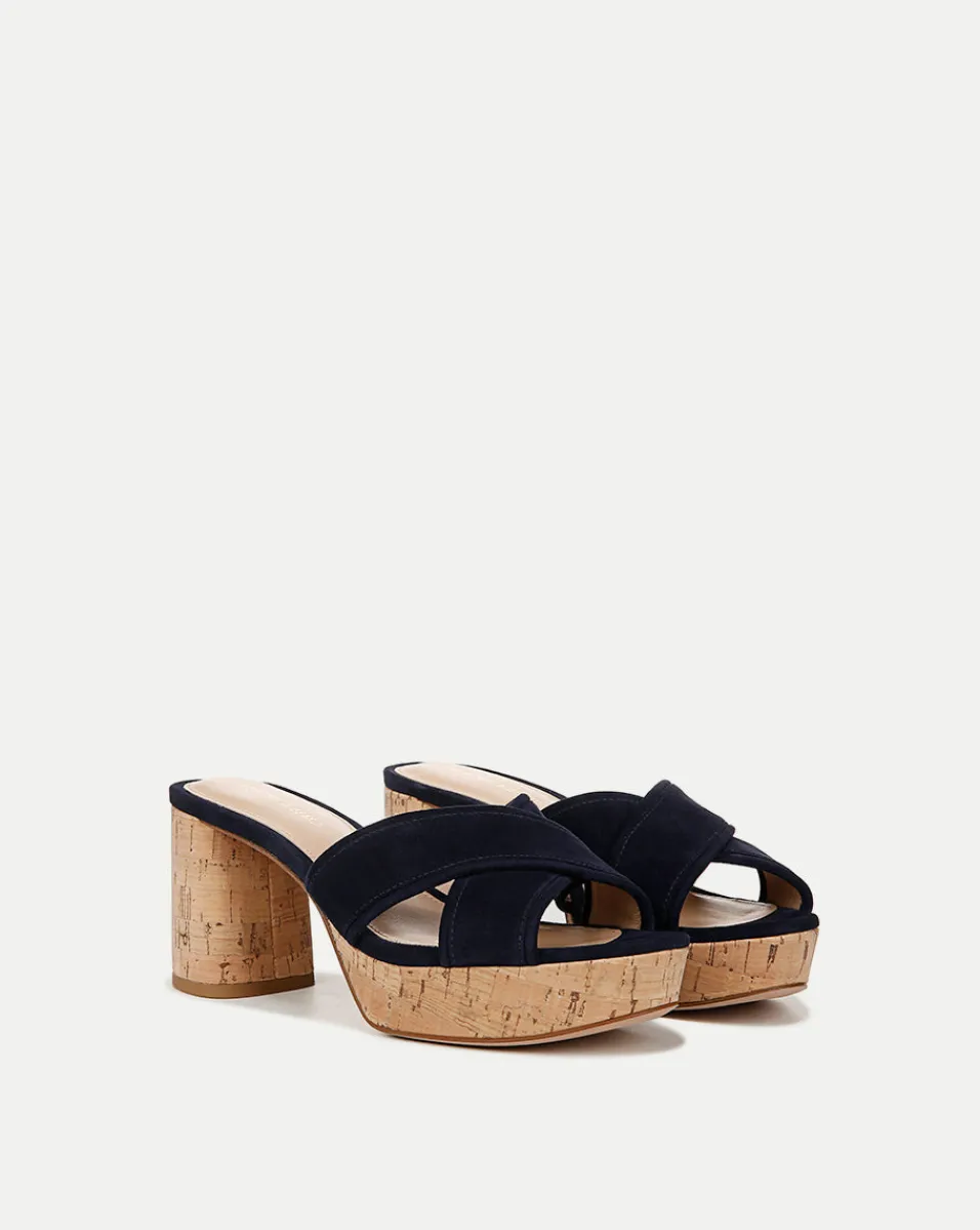 Cheap Veronica Beard Dory Blue Block-Heel Sandal Navy