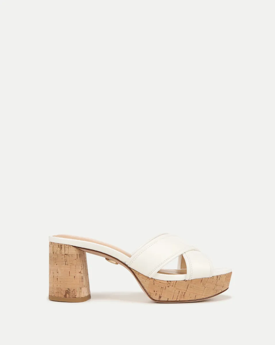 Shop Veronica Beard Dory White Cork Block-Heel Sandal Coconut