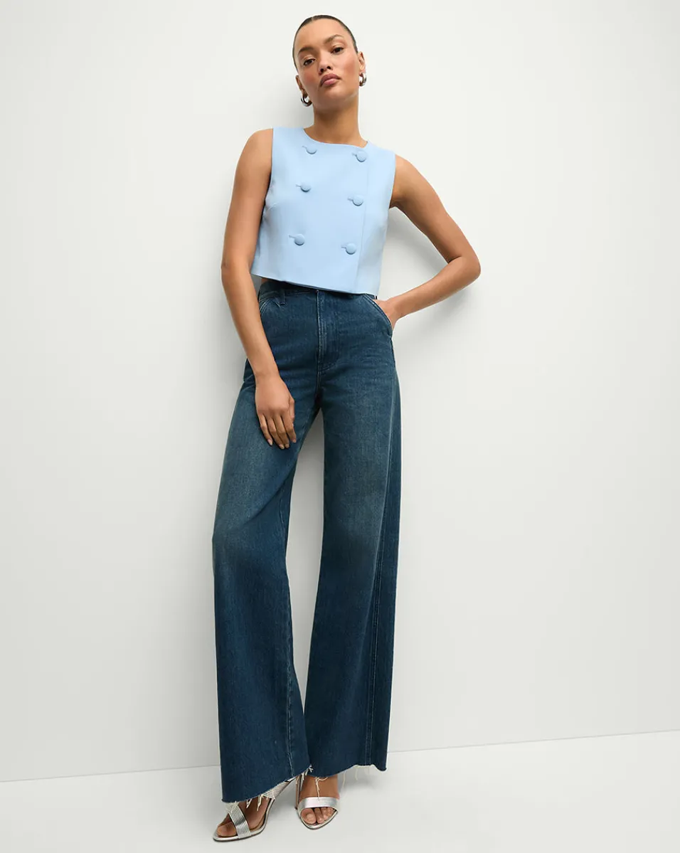 Shop Veronica Beard Drexley Cropped Vest in Blue Sky BlueSky