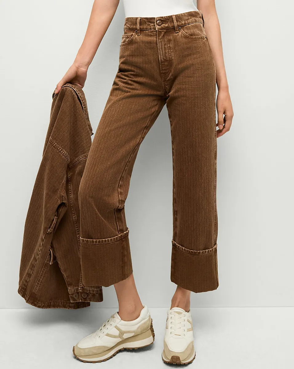 Best Veronica Beard Dylan Cuffed Twill Straight-Leg Pants in Brown DeepOchre