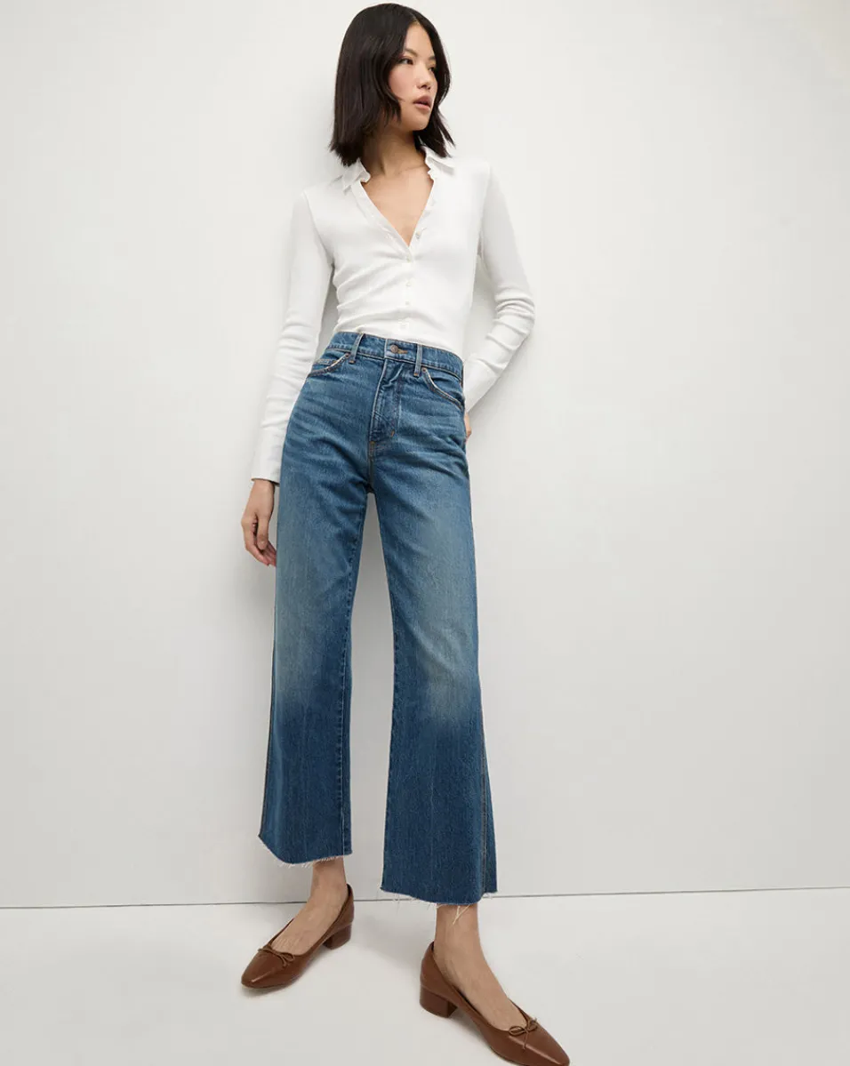 Cheap Veronica Beard Dylan Straight-Leg Raw Hem Jean in Evening Dusk EveningDusk