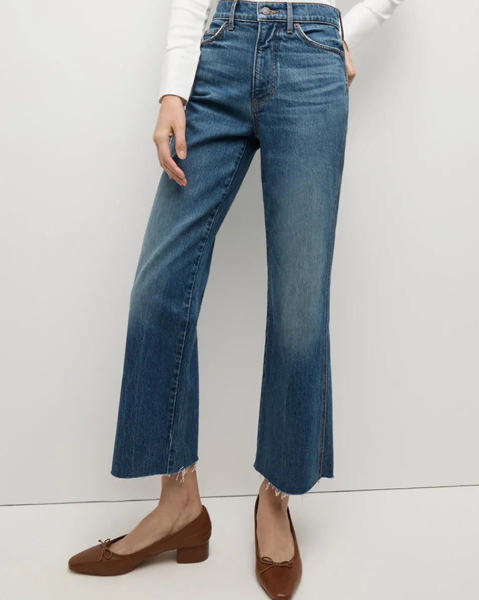 Cheap Veronica Beard Dylan Straight-Leg Raw Hem Jean in Evening Dusk EveningDusk