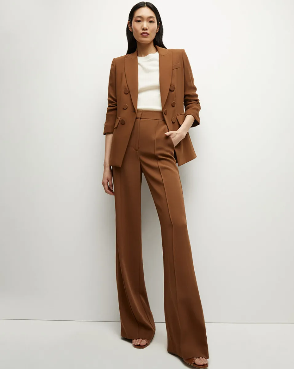 Shop Veronica Beard Edia Matte Crepe Pant in Deep Ochre DeepOchre