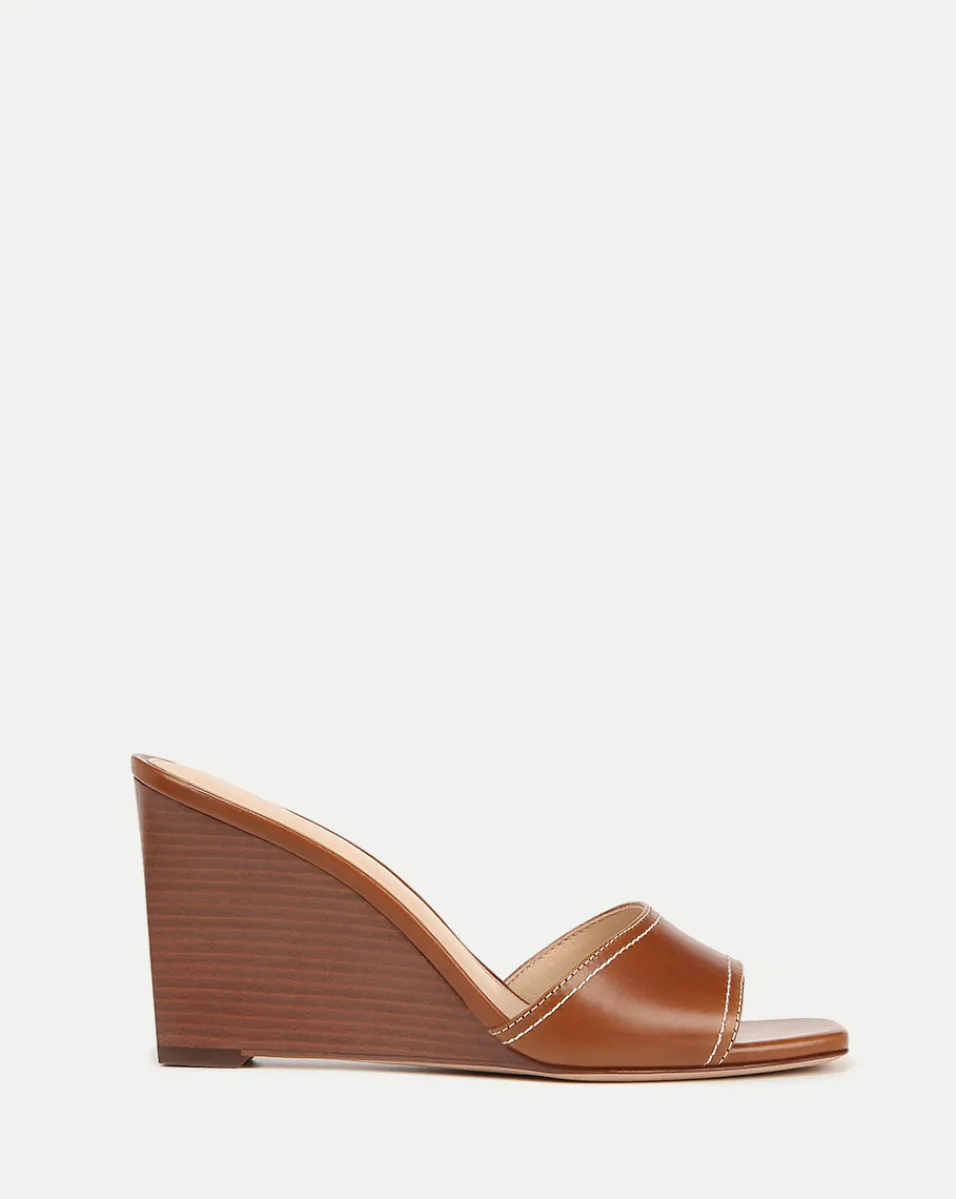 Best Sale Veronica Beard Ellen Wedge Sandal in Caramel