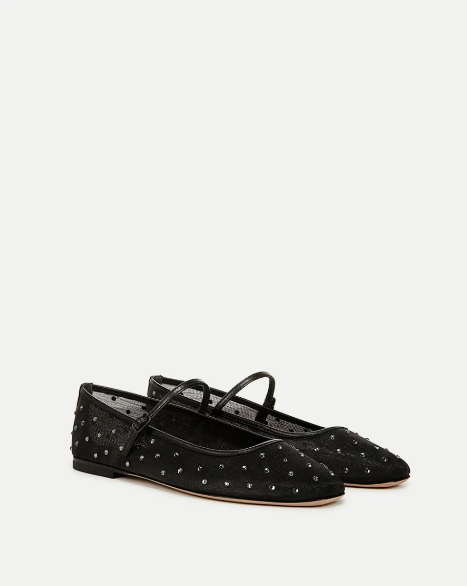 Cheap Veronica Beard Ellie Crystal Mesh Flat in Black