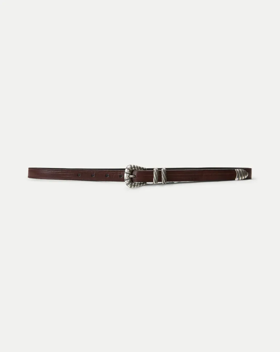 Outlet Veronica Beard Elsa Leather Belt in Dark Brown ChocolateBrown